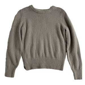 Old Navy Eyelash Sweater Women Medium Beige Knit Crew‎ Neck Long Sleeve Pullover